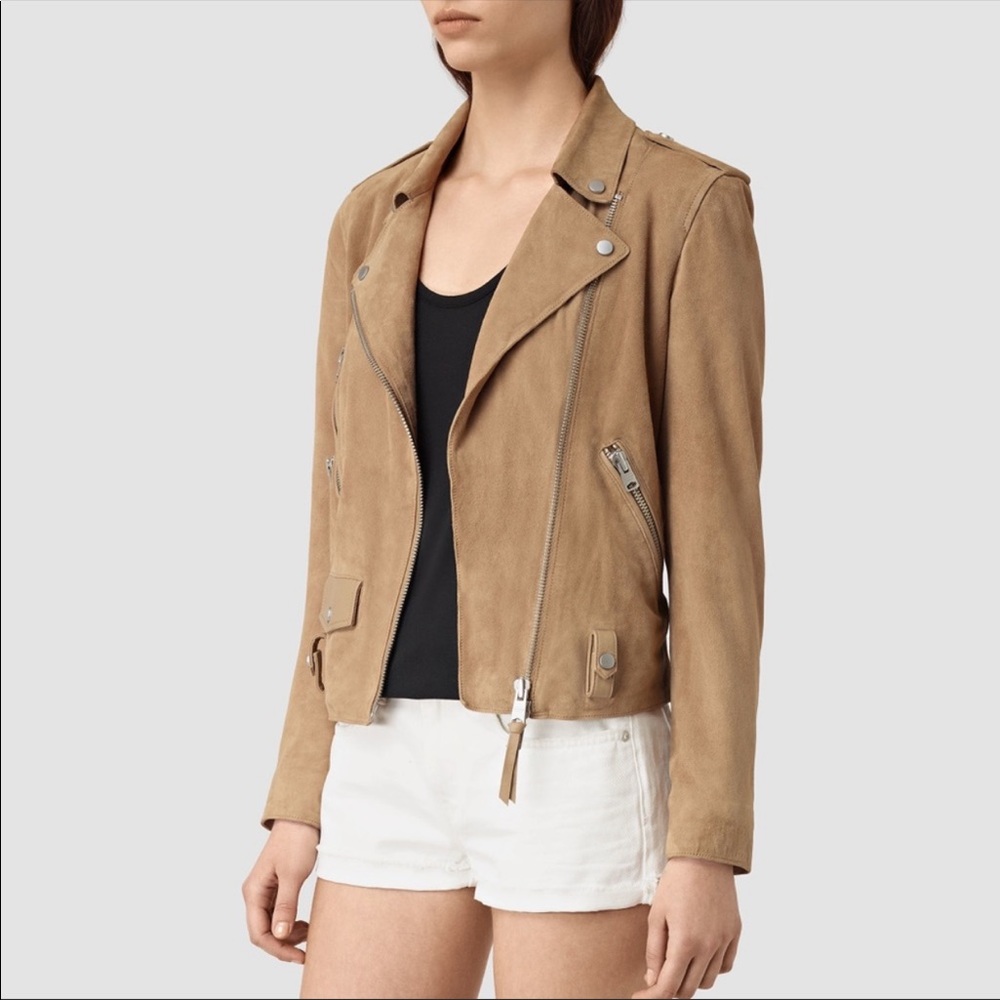 Women's Brown Richardson Suede Leather Biker Jacket